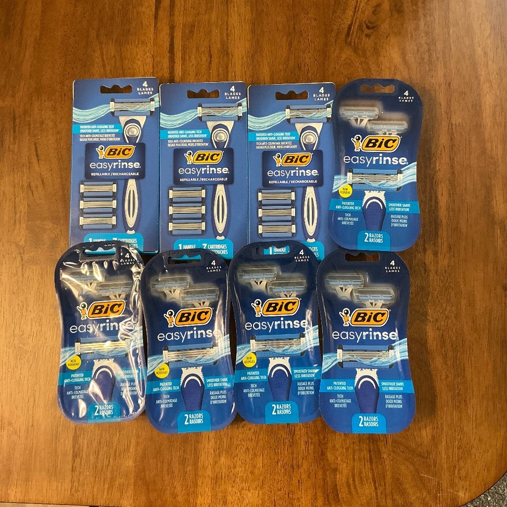 Bic Easyrinse refillable and disposable razors lot of 8